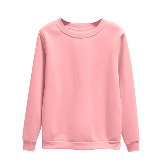 Moxiu Crewneck Sweatshirts Women Fall Long Sleeve Fleece Sweat Shirt Basic Solid Color Pullover Tops Sweater Jumper Sweatshirt Pink,XXXXL