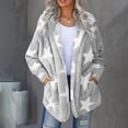 thumbnail image 4 of TFEOQRY Women's Fall and Winter Fleece Blanket Jackets Loose Long Sleeve Star Printed Hooded Casual Outwear Coat Gray, 4 of 9