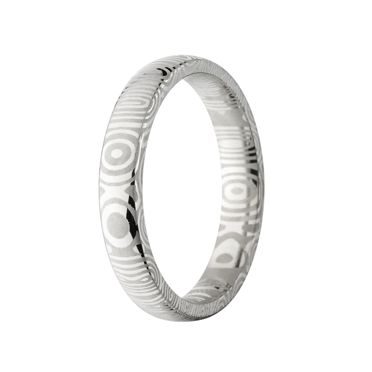 4mm Half Round Damascus Steel Ring