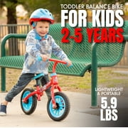 Toddler Balance Bike with Adjustable Helmet – Lightweight No Pedal First Bike for Ages 18 Months to 4 Years – Maintenance-Free 10 Tires – Adjustable Seat – Madd Gear My 1st ZBike