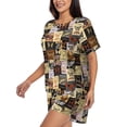 thumbnail image 3 of Womens Pajama Sets With Pocket, Butterfly Stamp Pattern Lounge Sets Short Sleeve Sleepwear PJ Sets for Women, 3 of 6