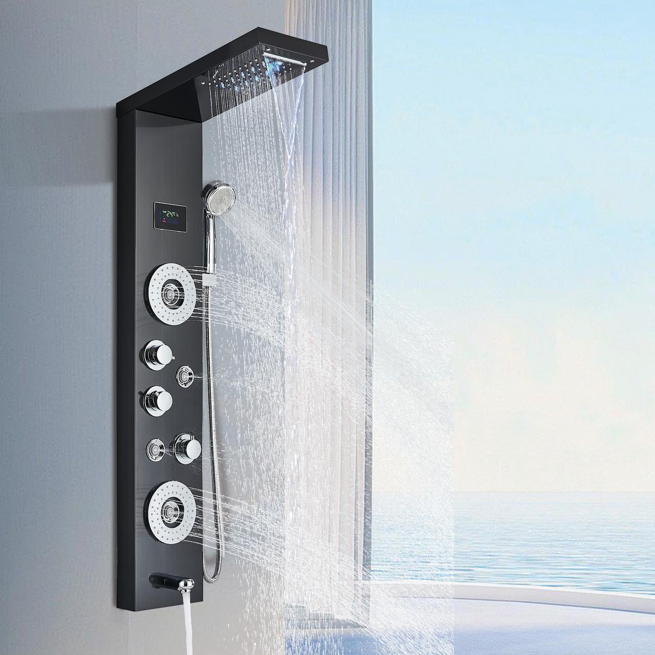 Zamery LED Waterfall Shower Panel LED Shower Head Full Body Shower Head