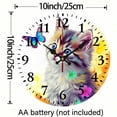 thumbnail image 3 of Pratyus Wall Clock Kitten Butterfly Digital Art Print Battery Operated Perfect for Living Rooms Kitchens Dorms Practical Everyday Gifts 10 Inches Decorative Round Analog Silent Clock 10x10in, 3 of 8