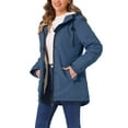 thumbnail image 4 of INSPIRE CHIC Women's Parka Coat Tie Waist Pockets Long Sleeve Faux Fur Hooded Jackets XL Navy Blue, 4 of 6