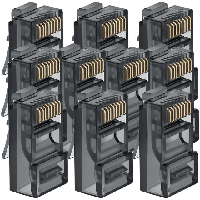 Terminal RJ45 VentDepot Conexión por Cable CrystalBlack 1 Paquete 1x10 Pzas Rj45 Macho de Paso CAT6 Negro