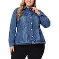 thumbnail image 1 of Agnes Orinda Women's Plus Size Fashion Outerwear Long Sleeve Button Denim Jacket 2X Denim Blue, 1 of 6