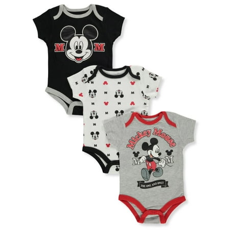 

Disney Mickey Mouse Baby Boys 3-Pack Varsity Bodysuits - gray multi 6 - 9 months (Newborn)