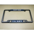 thumbnail image 4 of [Officially Licensed Product] - U.S. Navy Dad with Eagle, Anchor Logo - Domed Custom-Made Personalized Narrow (Thin) Top 4 Hole Metal Car License Plate Frame with Free caps - Black (Qty: 1 Frame), 4 of 7