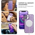 thumbnail image 3 of Compatible with iPhone 12 Case, Magsafe Glitter Sparkle Bling Camera Lens Protection Shockproof Protective Women Girly Luxury Phone Case for iPhone 12 6.1"-Purple, 3 of 7