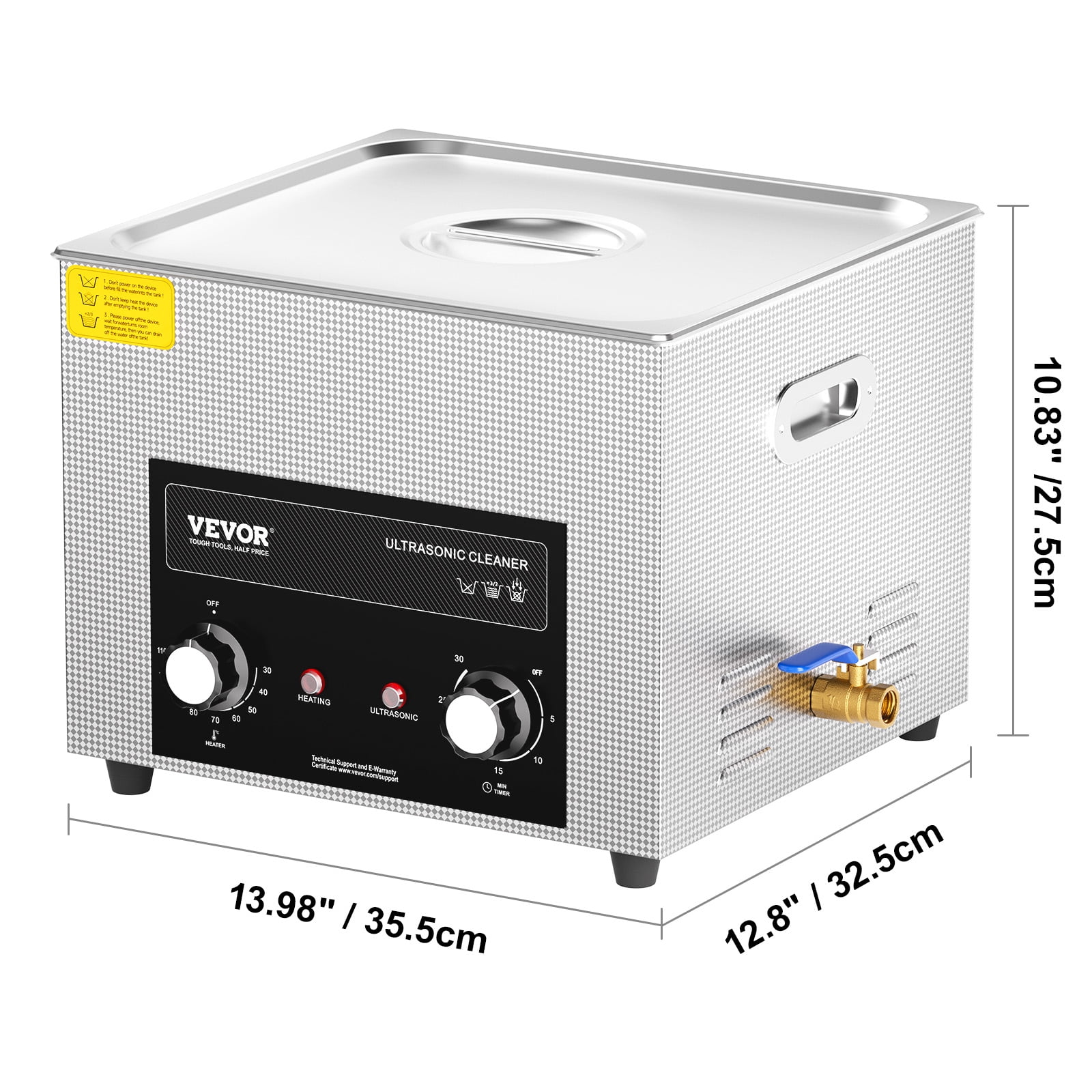 VEVOR 15L Ultrasonic Cleaner with Heater Timer & Basket, Professional Digital Sonic Cavitation Machine, 360W Cleaning Machine for Lab Tools, Metal Parts, Carburetor, Brass, Auto Parts, Engine Parts