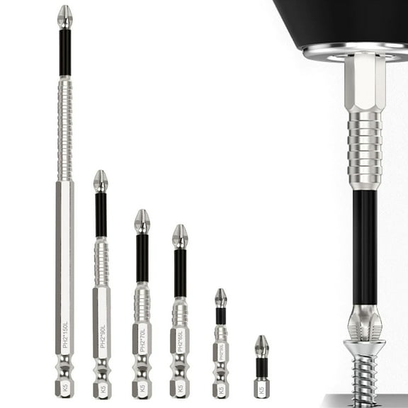 EasyMart 6PCS High Magnetic Screwdriver Drill Bit Set – Strong, Durable & Universal Anti-Slip Electric Magnetic Bits (25, 50, 65, 70, 75, 90, 100, 120, 150mm)