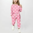 thumbnail image 2 of Diufon Girls Athletic Outfits 2 Piece Clothes Polka Dot Printed Long Sleeve Top and Casual Pants Sets Activewear, 2 of 6