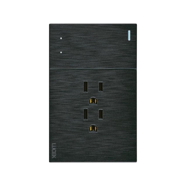 Placa Con 1 Apagador De Escalera Y 2 Contactos Lucek Flat negro