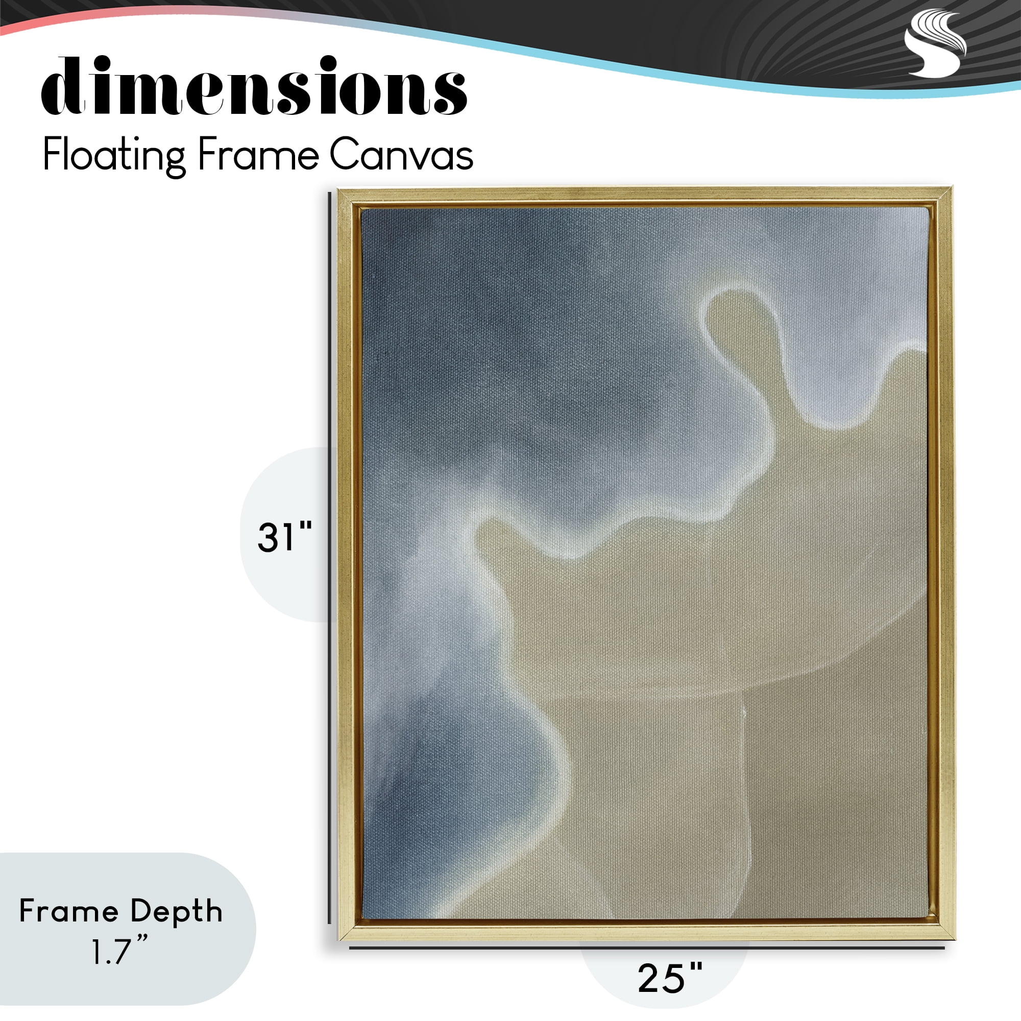 Stupell Industries Turning The Tides Abstract Gold Framed Floater Canvas Wall Art, design by Grace Popp