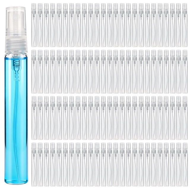 Mini Botellas en aerosol, Botellas de perfume de vidrio transparente de 10 ml,Recipientes líquidos reutilizables, para limpieza, perfume (100Pcs-10ml)