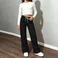 thumbnail image 4 of CYRBOKO Cargo Pants for Girls, Elastic Waist Casual Loose Fit Drawstring Wide Leg Pants Black Size 12-13 T, 4 of 8