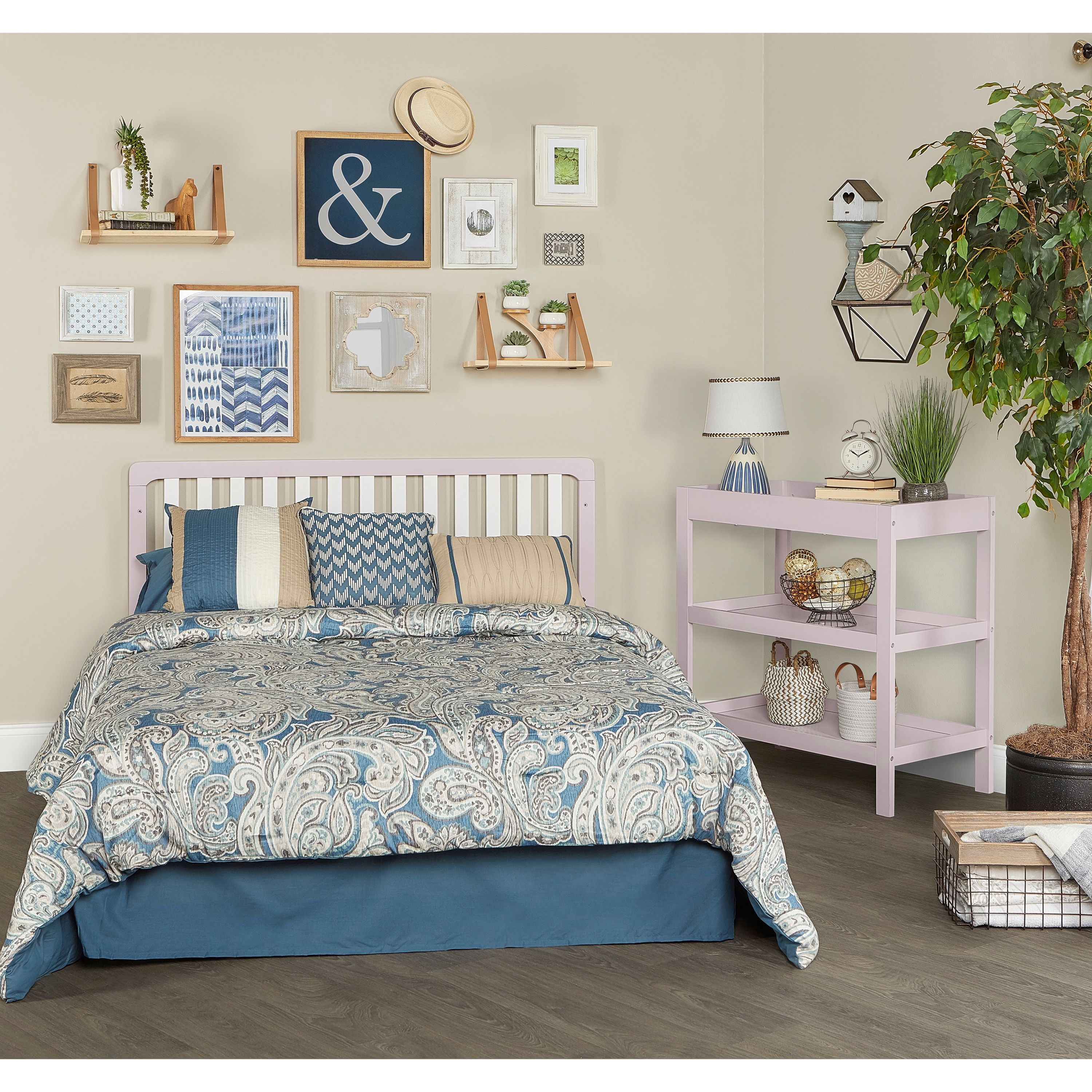 Dream On Me Ridgefield 5-in-1 Convertible Crib, Blush Pink and White