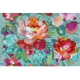 thumbnail image 2 of Nai, Danhui 18x13 Black Ornate Wood Framed with Double Matting Museum Art Print Titled - Bright Floral Medley Crop Turquoise, 2 of 4