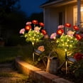 thumbnail image 5 of 7-Head Solar Faux Flower Lights Waterproof LED Artificial Flower Garden Decor Solar Stake Lights for Pathways Lawns Patio Yard Auto off on Landscapes Lighting, 5 of 6