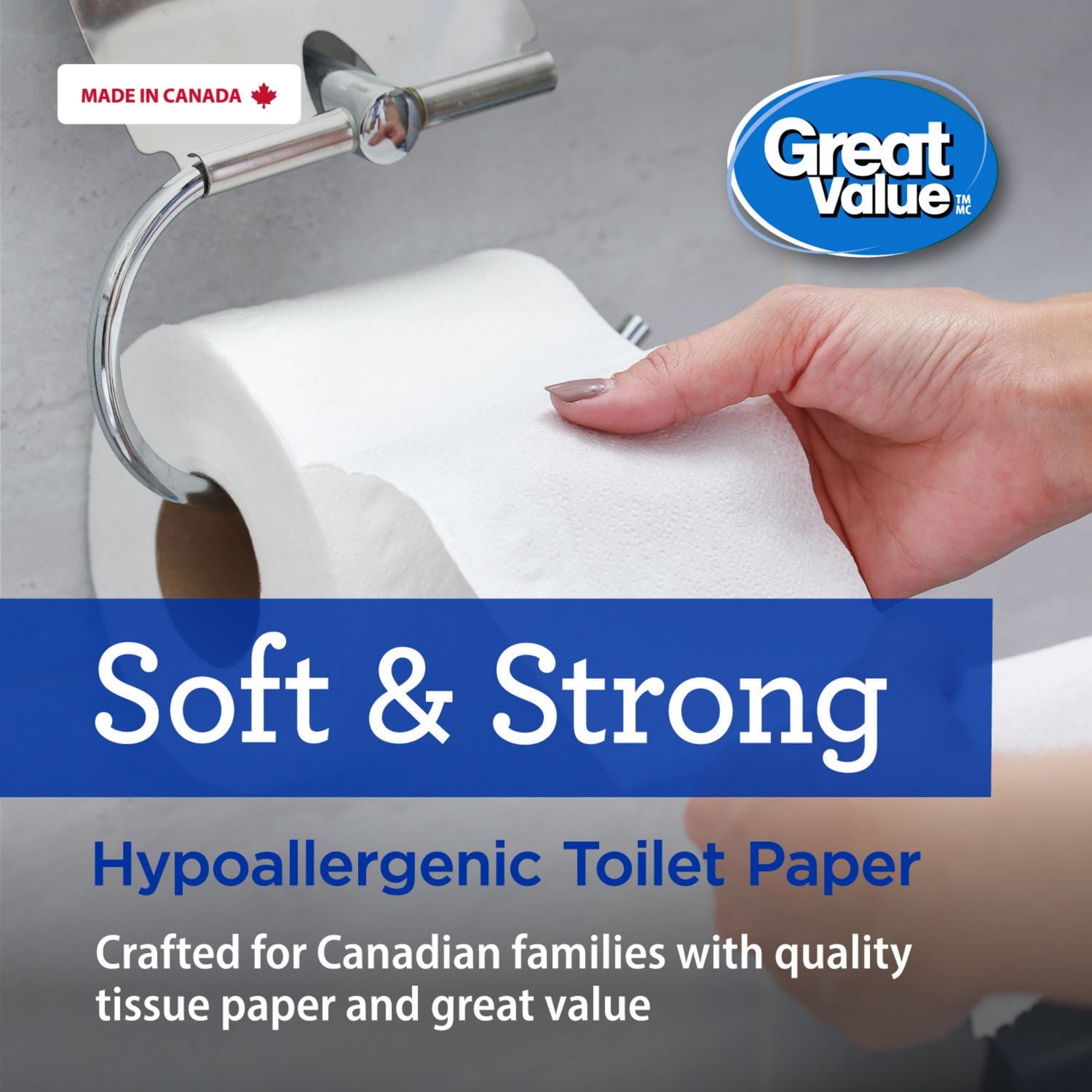 Great Value, Septic Safe Toilet Paper, 30 Family Equal 100 Rolls, 404 tissues per roll