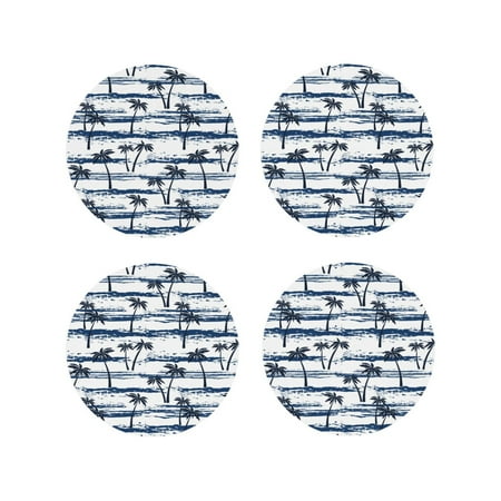 

Matuu Retro Coconut Tree for Cup Coasters Set of 4 Leather Coasters Desk Coasters for Office Measures 4” x 4”-Round Shape