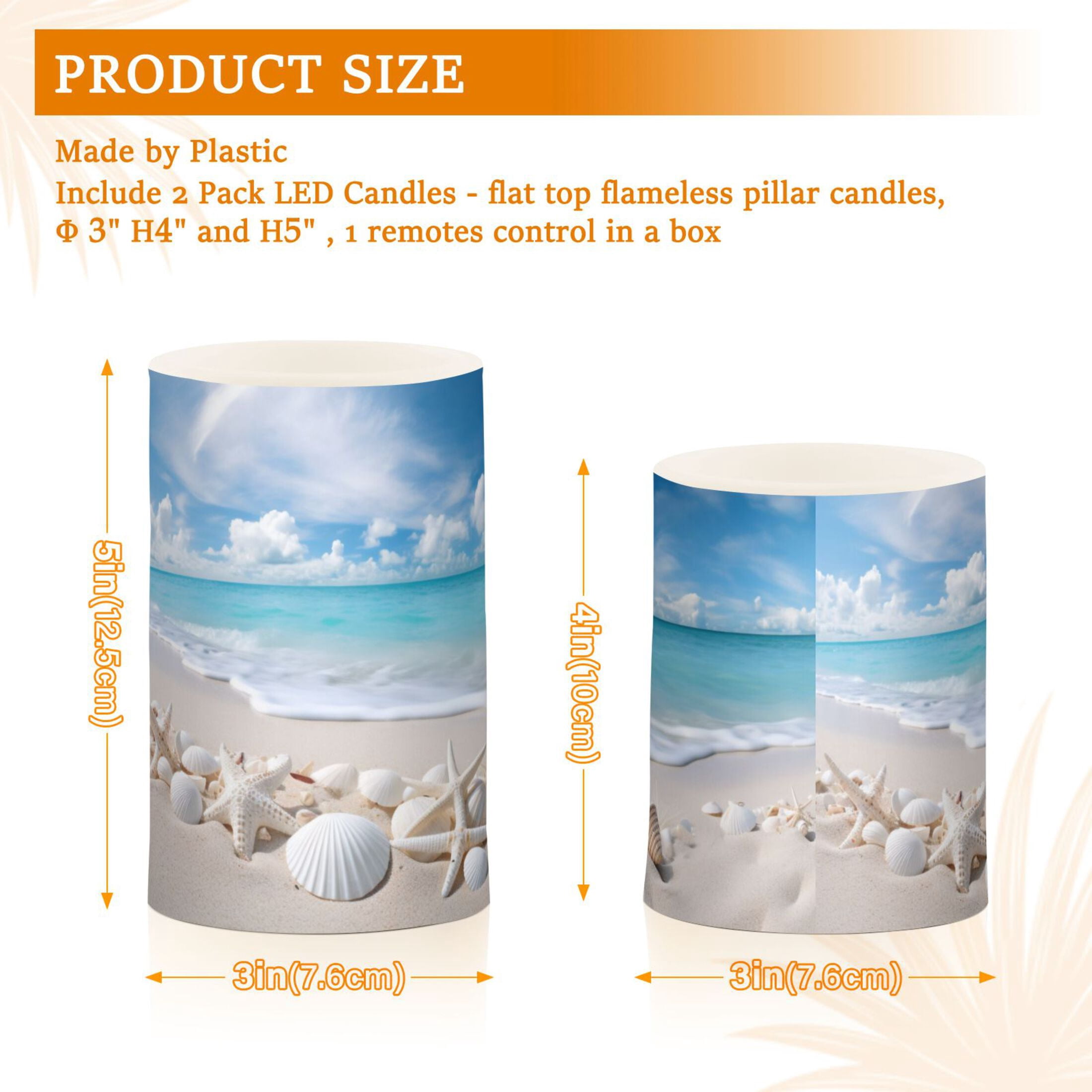 Beach Shells Sea Flameless Candles&nbsp;LED Lights Battery Operated Candles with Remote and Timers Flicker Lights Votive Set of 2