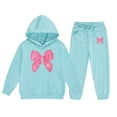 thumbnail image 3 of Kiijoy Little Girls Sweatsuit Bow Graphic Hooded Sweatshirt Joggers Outfits Hoodie Set, 3 of 3