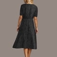 thumbnail image 4 of FRSASU Summer Dresses for Women Short Sleeve Polka Dot Midi Dress V-Neck A Line Sundress Beach Vacation Flowy Dresses Black, 4 of 7