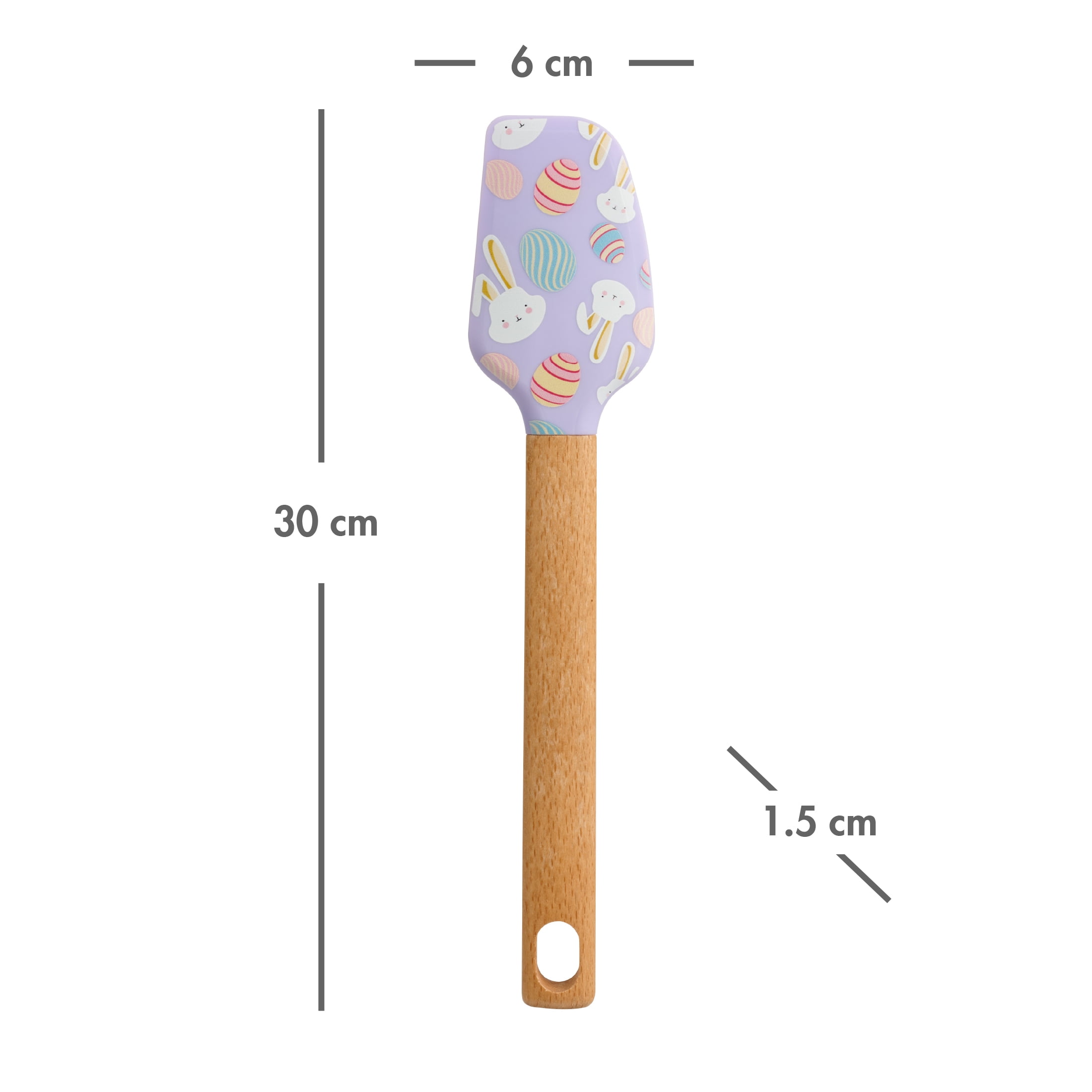 Way to Celebrate Easter Rabbit and Eggs Silicone Spatula with Beechwood Handle, Easter Baking Tool