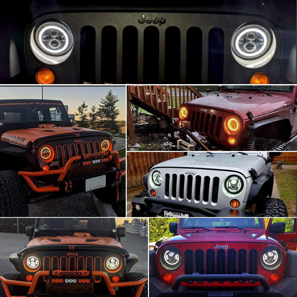 7 Inch LED Headlights with Turn Signal Amber White DRL compatible for Wrangler JK JKU 2007-2017 Replace Headlamp 1 Pair 7 Inch LED Headlights with Turn Signal Amber White DRL compatible for Wrangler JK JKU 2007-2017 Replace Headlamp 1 Pair