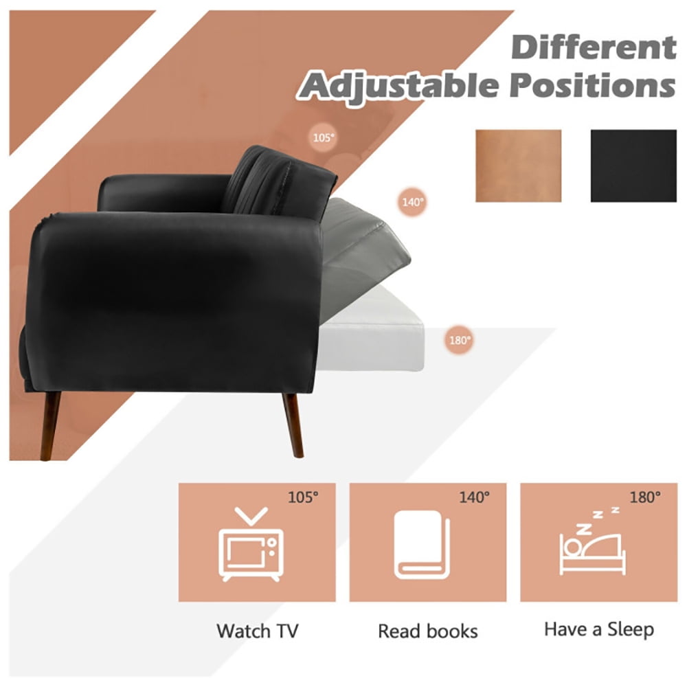 Finihen Convertible Futon Sofa Bed, Modern Convertible Sleeper Couch, 3 Seat Convertible Sofa Bed with Adjustable Backrest, for Living Room, Black Finihen Convertible Futon Sofa Bed, Modern Convertible Sleeper Couch, 3 Seat Convertible Sofa Bed with Adjustable Backrest, for Living Room, Black