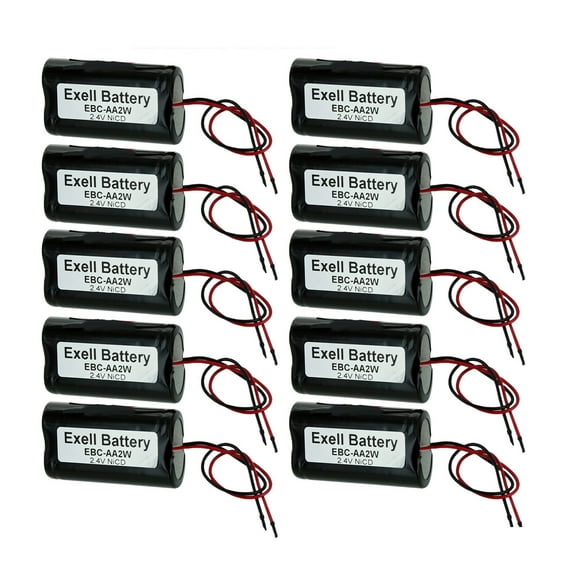 10pc Exell 2.4V Custom NiCd 1000mAh Battery Pack w/ 5" AWG Bare Wire Leads
