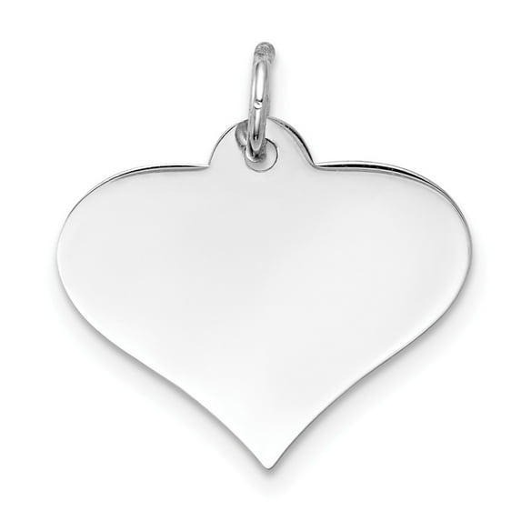 14k White Gold Plain .011 Gauge Engraveable Heart Disc Charm