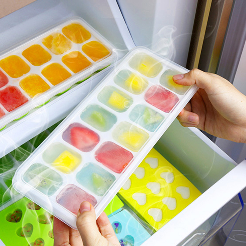 4PCS/Set Silicone Ice Cube Tray Mold Clear Cover Ice Cream Maker Molds Ice Plate Drinking Household Summer Tools