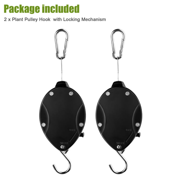 2pcs Retractable Plant Pulley with Locking, TSV Adjustable Plant Hanger Hook,  Easy Watering for Hanging Plants, Garden Flower Baskets, Pots and Bird  Feeders, Plastic, Black 