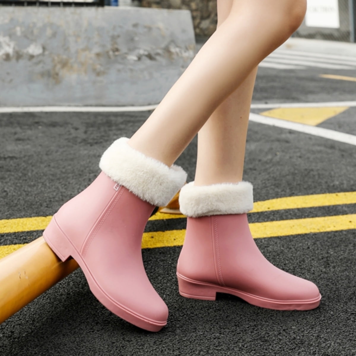 AUXDIQ Rain Shoes Women Mid-calf Boots Waterproof Rain Boots Outdoor Garden Shoes