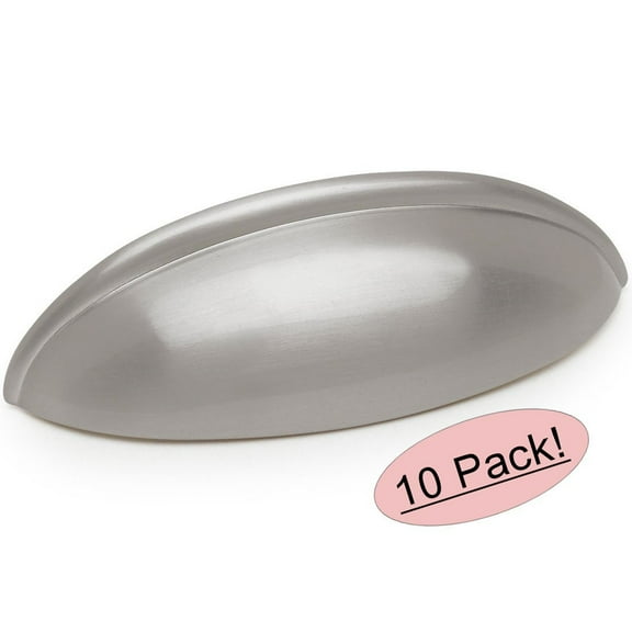 Cosmas 1399SN Satin Nickel Cabinet Hardware Bin Cup Drawer Handle Pull - 2-1/2" Hole Centers - 10 Pack