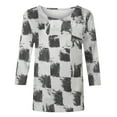 thumbnail image 4 of Jusqu'à 30 % de Réduction DYTTDG T-shirt Grande Taille pour Femmes Manches 3/4 Hauts Imprimés Col Rond Blouse Décontractée Ample Hauts pour Femmes, 4 of 5