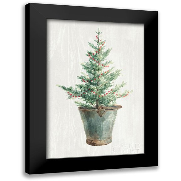 Nai, Danhui 11x14 Black Modern Framed Museum Art Print Titled - White and Bright Christmas Tree I
