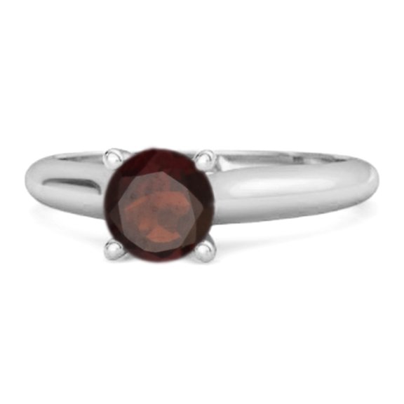0.25 Ctw Natural Garnet Solitaire 925 Sterling Silver Delaney Mother's Day Gift Ring