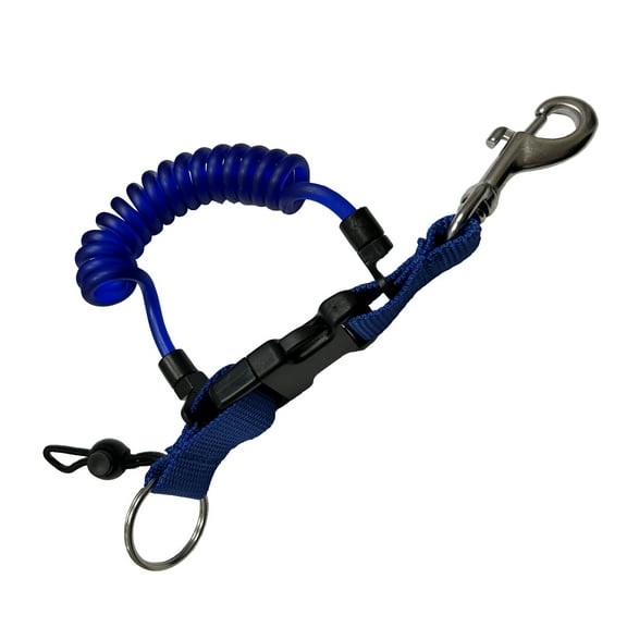 Scuba Choice Shark Coil Lanyard with 1 Steel Snap and Quick Release Buckles, Blue