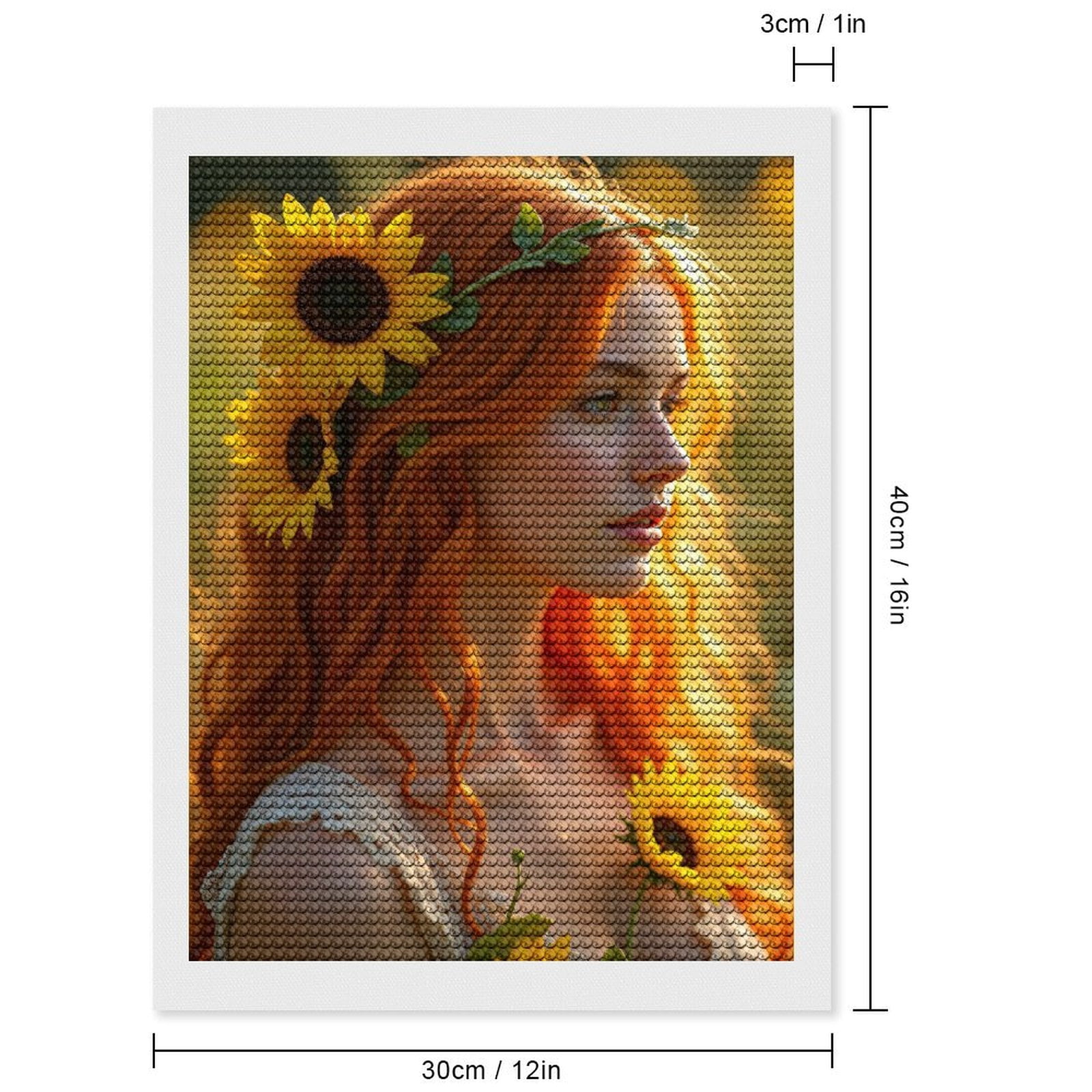 Diamond Art Kits for Adults, Sunflower Fairy Garden Portrait 5D Diamond Painting Kits for Adults Beginners, DIY Full Drill Diamond Painting, Gem Art and Crafts 12x16