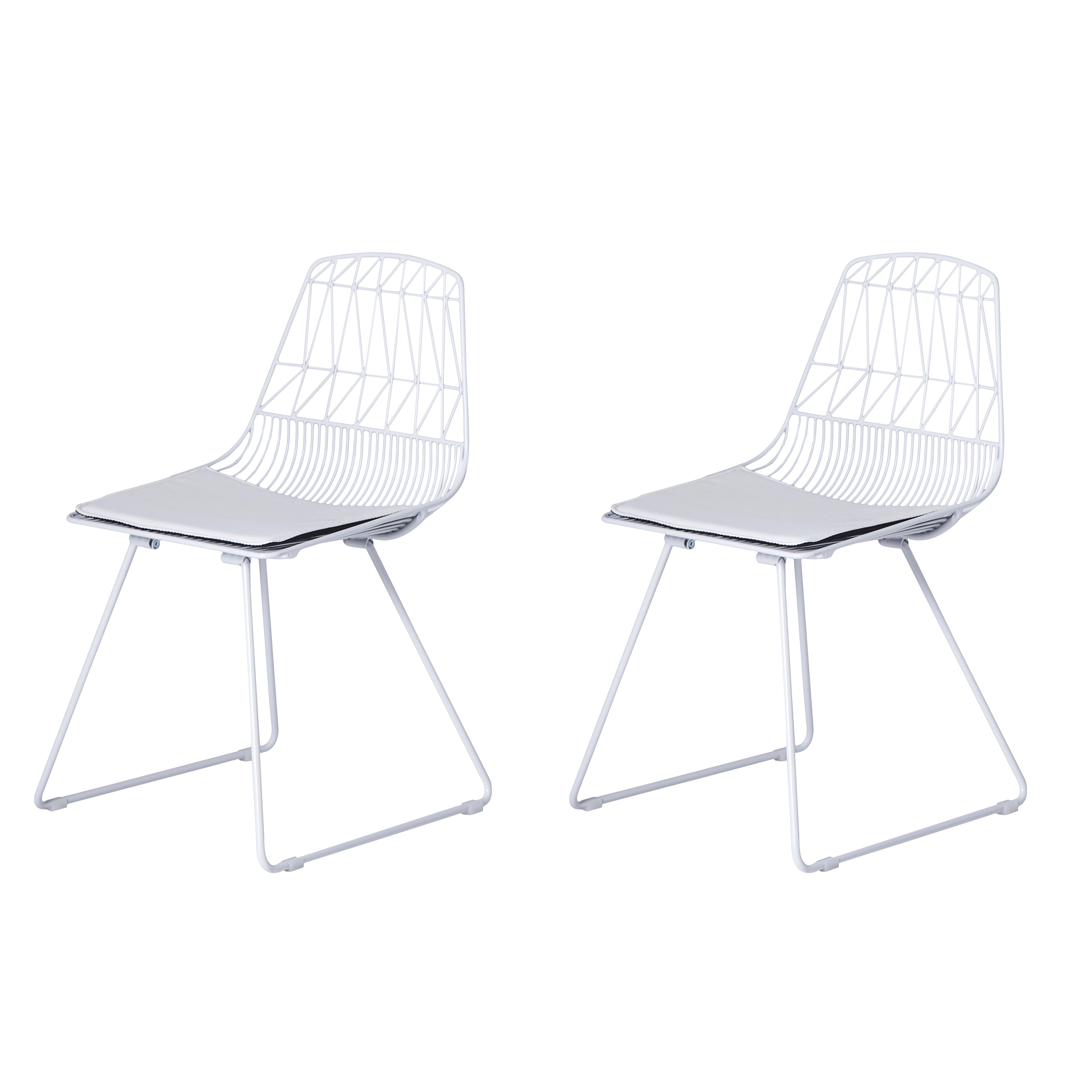 AC Pacific Modern Geometric Metal Dining Chair with Faux Leather Seat