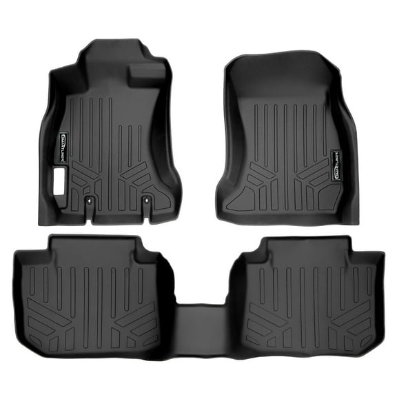 SMARTLINER Custom Fit Floor Mats 2 Row Liner Set Black Compatible With 2013-2017 Subaru Crosstrek / XV Crosstrek