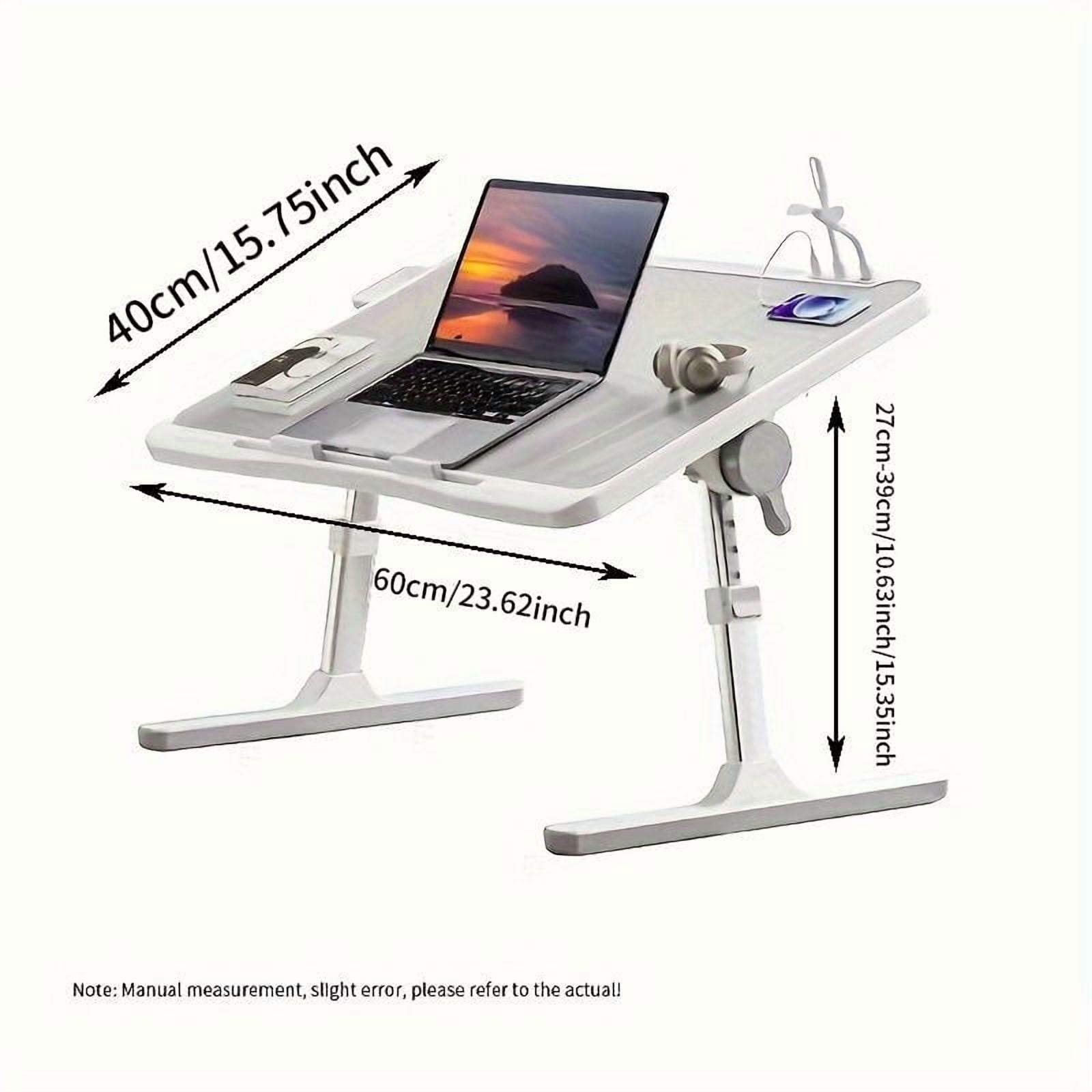 Lap Desk Bed Tray Table, Adjustable Laptop Stand for Bed with USB/ Light/ Fan/ Drawer, Portable Laptop Desk Table for Bed/ Couch/ Sofa/ Reading/ Writing, Bed Trays for Eating And Laptops