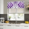 thumbnail image 4 of Purple Morocco Curtain Valances for Windows, Kitchen Valance Window Treatments Panel 2 Pack, Rustic Country Smear Street Mottled Art Rod Pocket Short Curtains for Bathroom Bedroom 42 x 12 Inch, 4 of 8