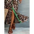 thumbnail image 6 of Womens Leopard Print Sleeveless Shirt Dress With Vibrant Green Trim Elegant Vacation Summer Maxi, 6 of 7