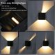 thumbnail image 2 of Paquete de 4 apliques de pared para interior/exterior de 12 W con ángulo de haz ajustable, apliques de pared LED de 3000 K, lámpara de pared impermeable blanca cálida, aplique negro para sala de estar y dormitorio esquí esquí Gafas de esquí, 2 of 4