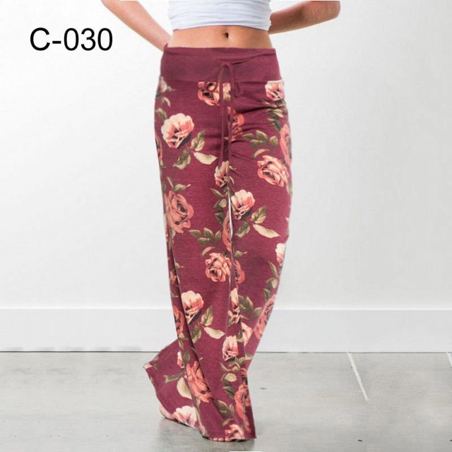 RWJDXD Pantalon de Plage Ample et Confortable pour Femmes, Imprimé Floral, Large, Mode Été