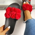 thumbnail image 5 of Modisza Slide Sandals for Women Dressy Summer Flower Slip on Arch Support Shoes Non Slip Indoor Outdoor Platform Beach Slippers Red 8, 5 of 7